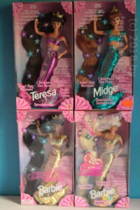 3 European Jewel Hair Mermaid Barbie and 1 African-American Jewel Hair Mermaid Barbie