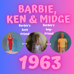 The picture shows how the Barbie family grows, in 1963 Barbie gets a new best friend called Midge