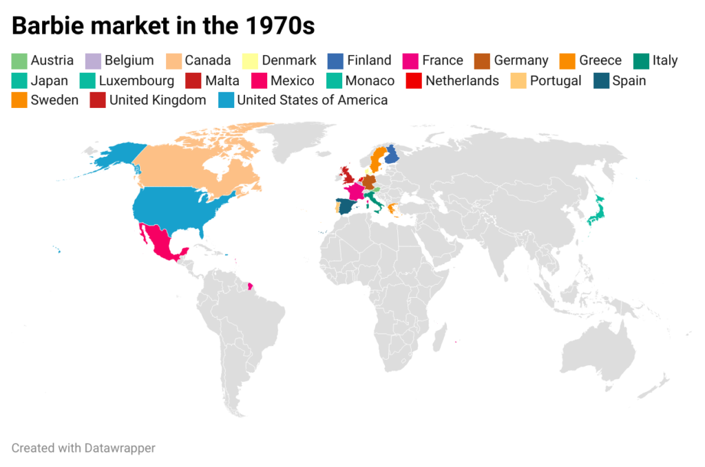 Barbie's global history: From American Icon to Worldwide Phenomenon 6 BYo2g barbie market in the 1970s