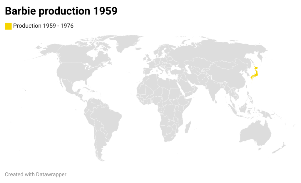 Barbie's global history: From American Icon to Worldwide Phenomenon 1 mAWbN barbie production 1959