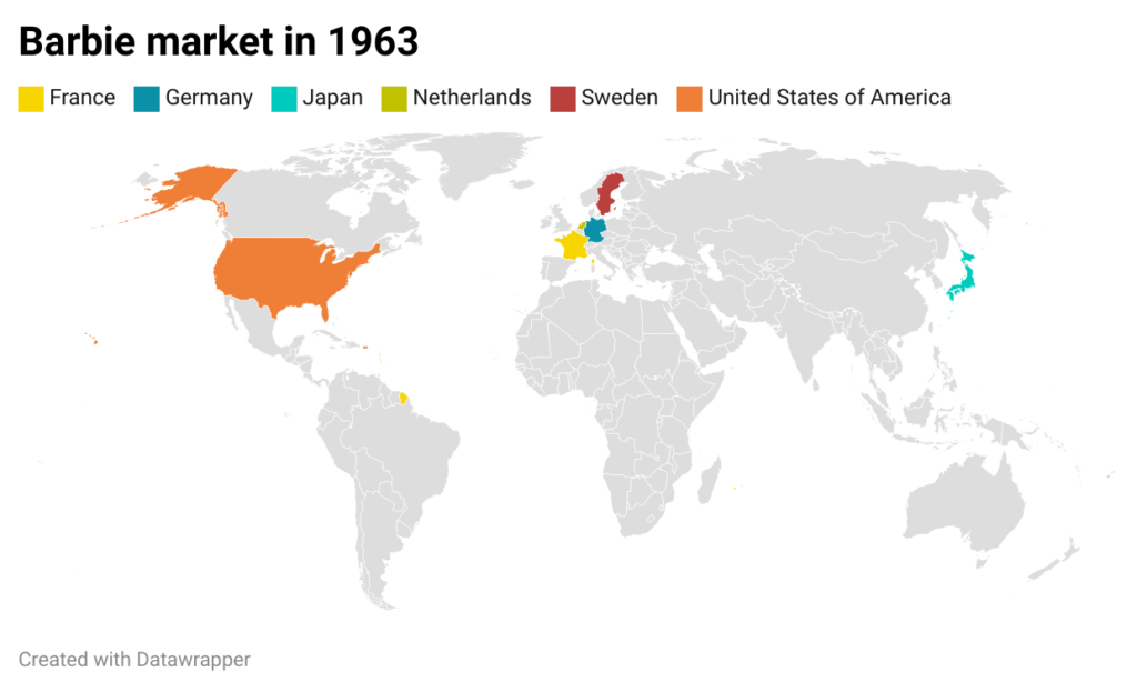 Barbie's global history: From American Icon to Worldwide Phenomenon 3 oWfCk barbie market in 1963