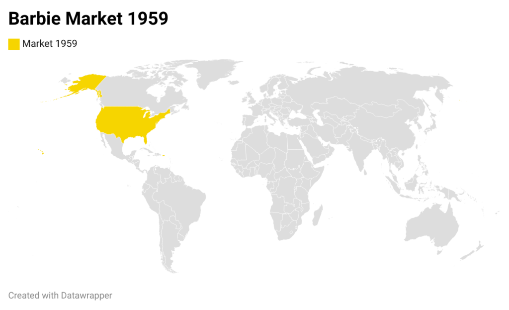 Barbie's global history: From American Icon to Worldwide Phenomenon 2 yjb0a barbie market 1959